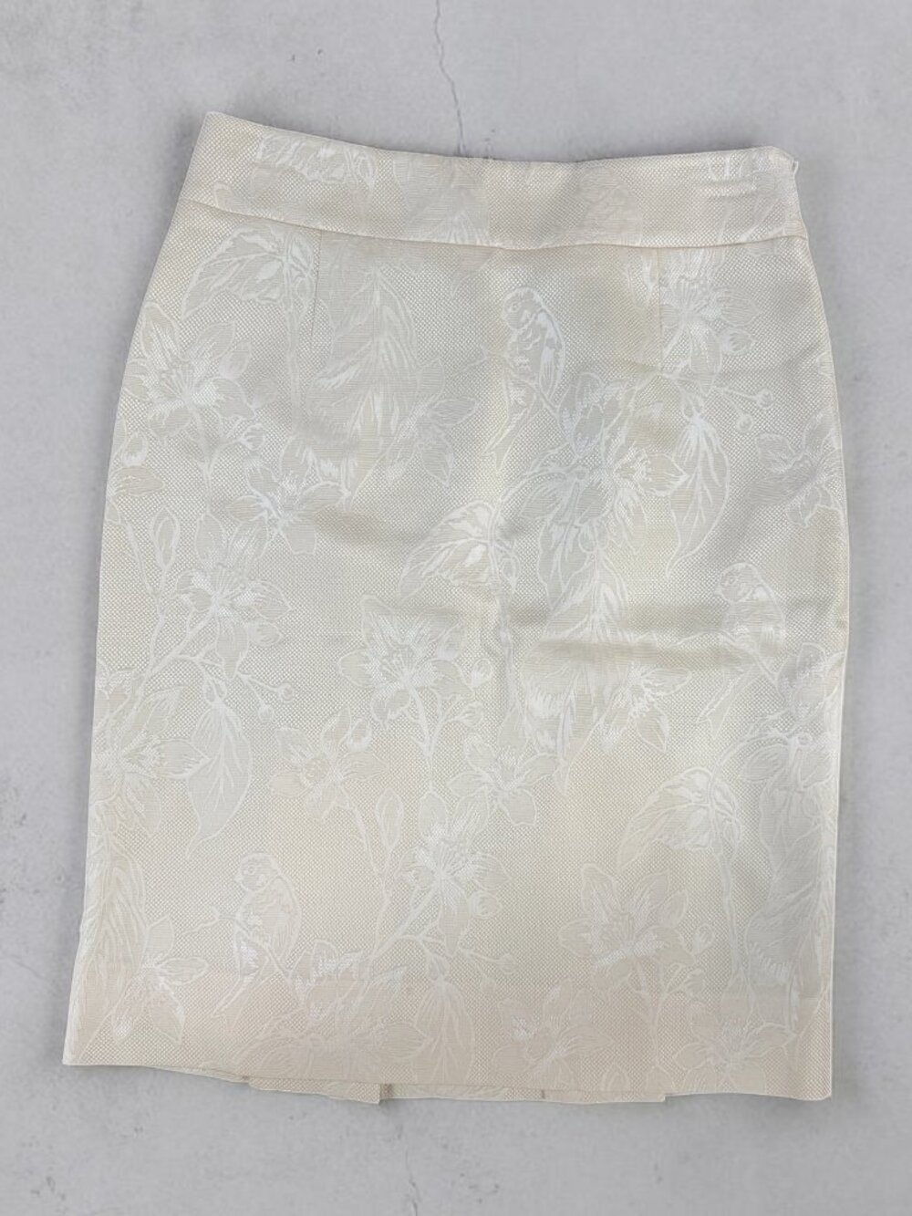 Alexander McQueen Cream Jacquard Pencil Skirt Bird Floral IT 42